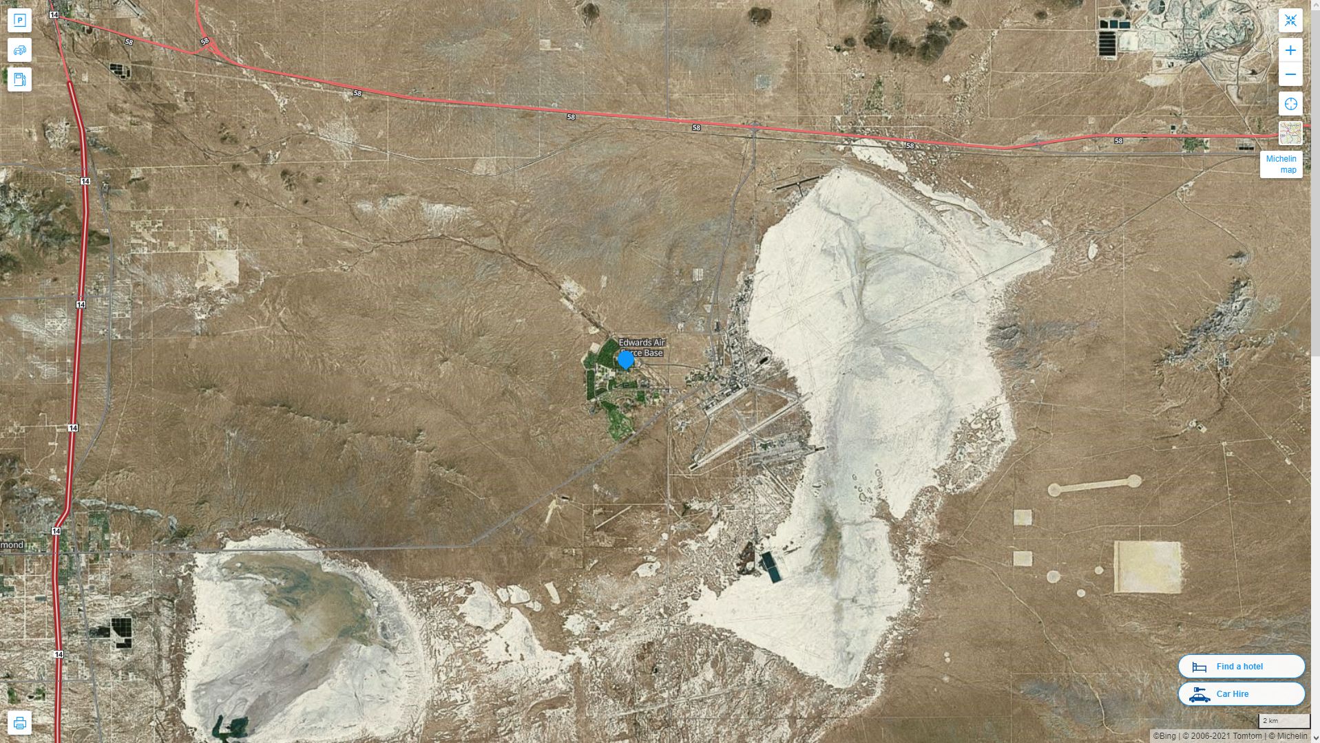 Edwards AFB California Highway and Road Map with Satellite View